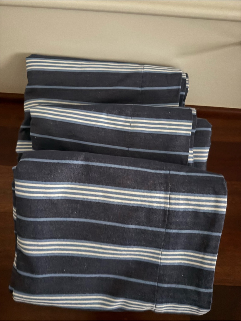 Pottery Barn Kids Navy and White Striped Cotton Black Out Curtains 44x96 inches